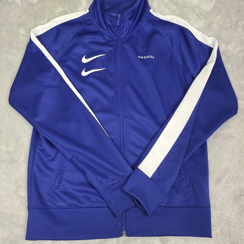 Nike Jacket Mens Small Blue Basketball Swoosh Full Zip Track‎ Jacket